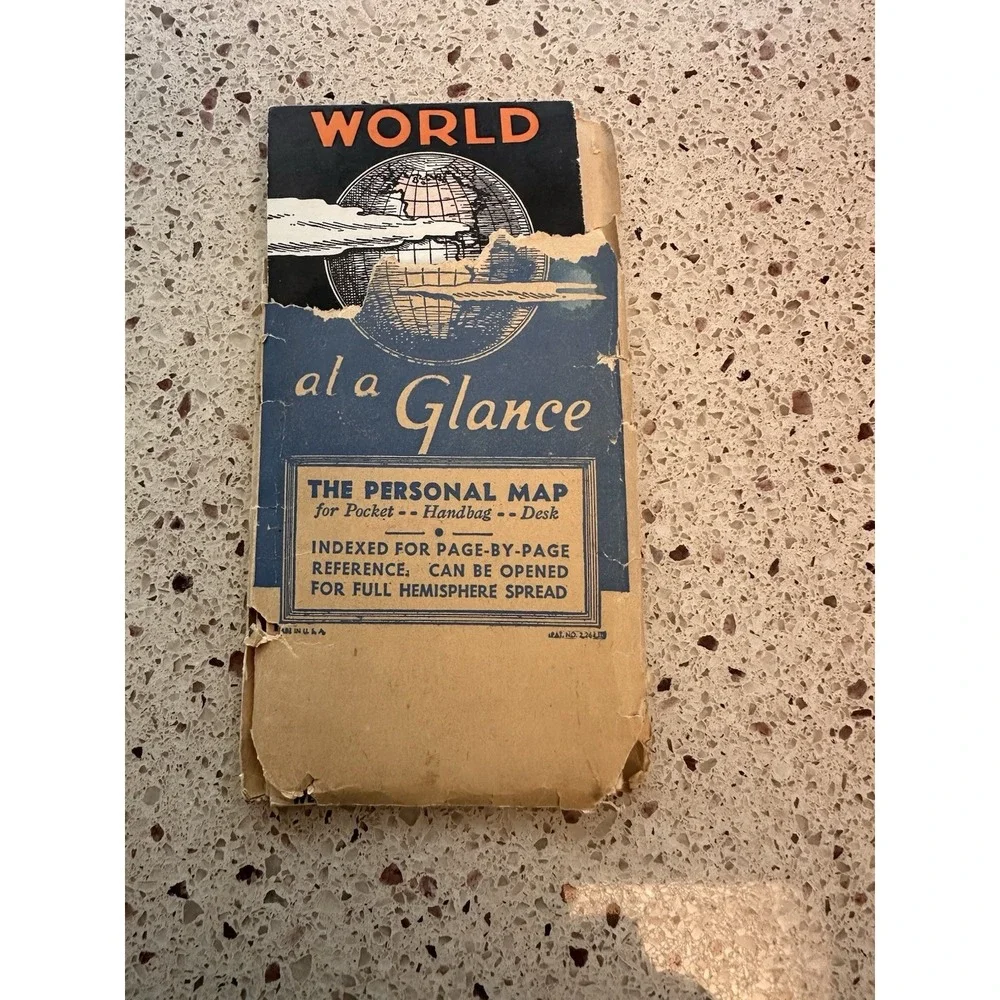 WWII~World at a Glance Accordion Pocket Map Atlas Sept.1939~Philadelphia, PA